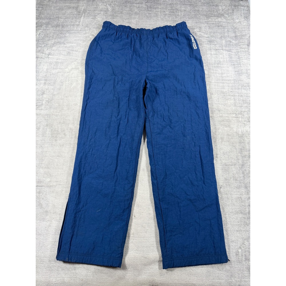 Starter Pants Mens XL Blue Nylon VTG Zippered Cuffs Sportswear Activewear Track